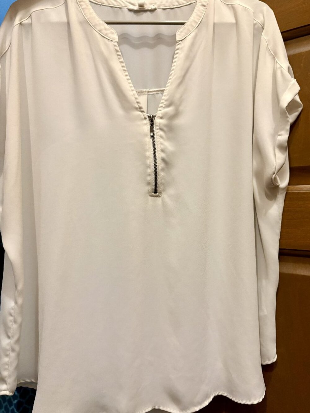 Maurices Ivory Zipper Blouse